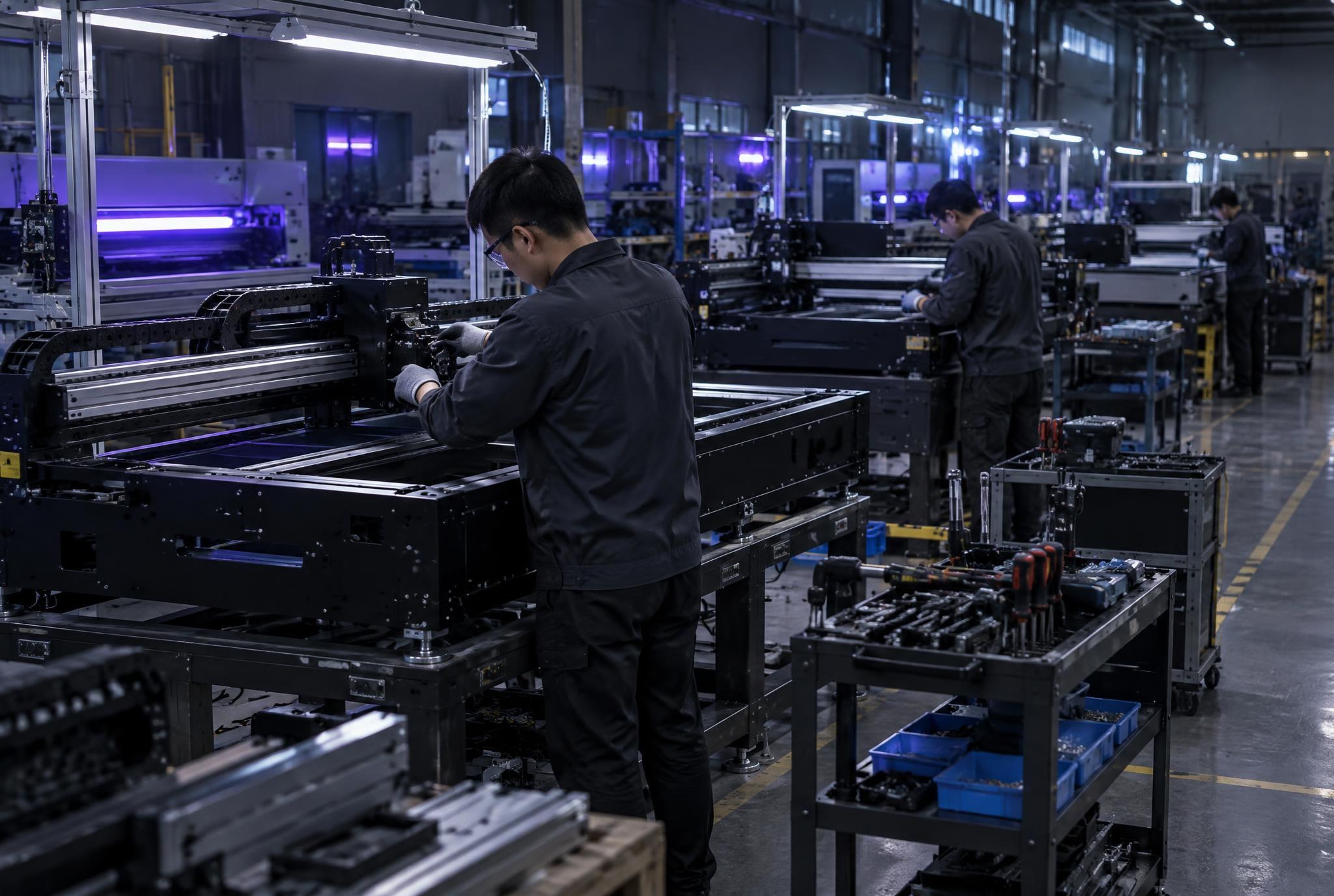 UV printer assembly line in a partner factory